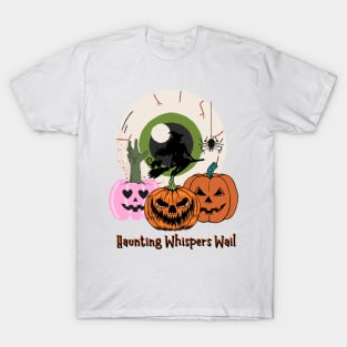 "Haunting Whispers Wail: Unveil the Mysteries of Halloween" T-Shirt